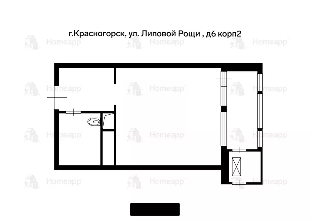 Студия Московская область, Красногорск ул. Липовой Рощи, 6к2 (29.2 м) - Фото 1