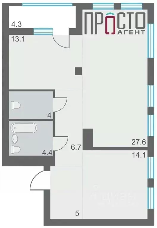 2-к кв. Свердловская область, Екатеринбург ул. Попова, 18 (75.3 м) - Фото 1
