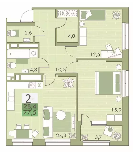 Продаётся 2-к квартира, 76.5 м - Фото 0