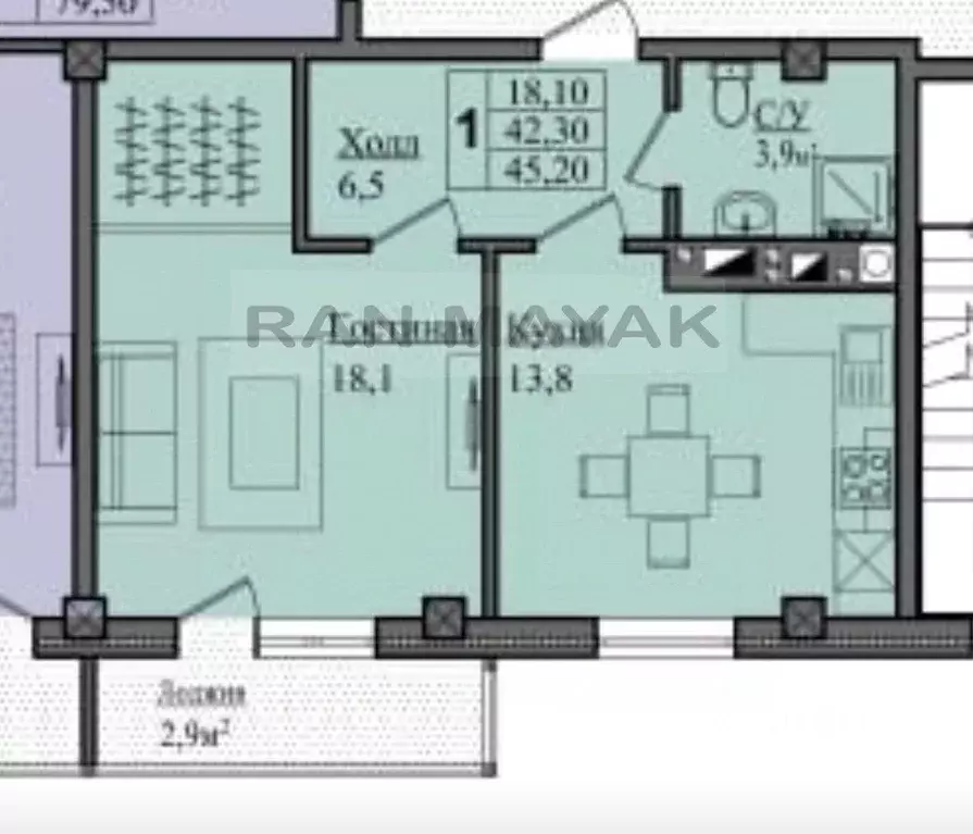 1-к кв. Адыгея, Майкоп 7-й пер., 14Б (42.3 м) - Фото 2