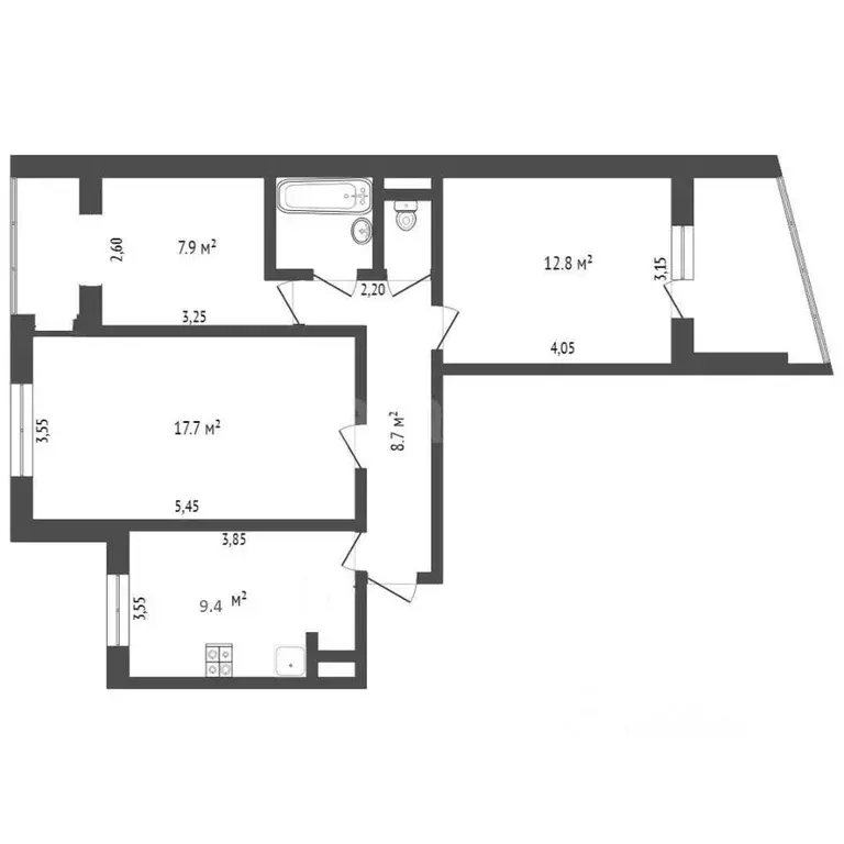 3-к кв. Крым, Симферополь ул. Маршала Жукова (58.6 м) - Фото 1