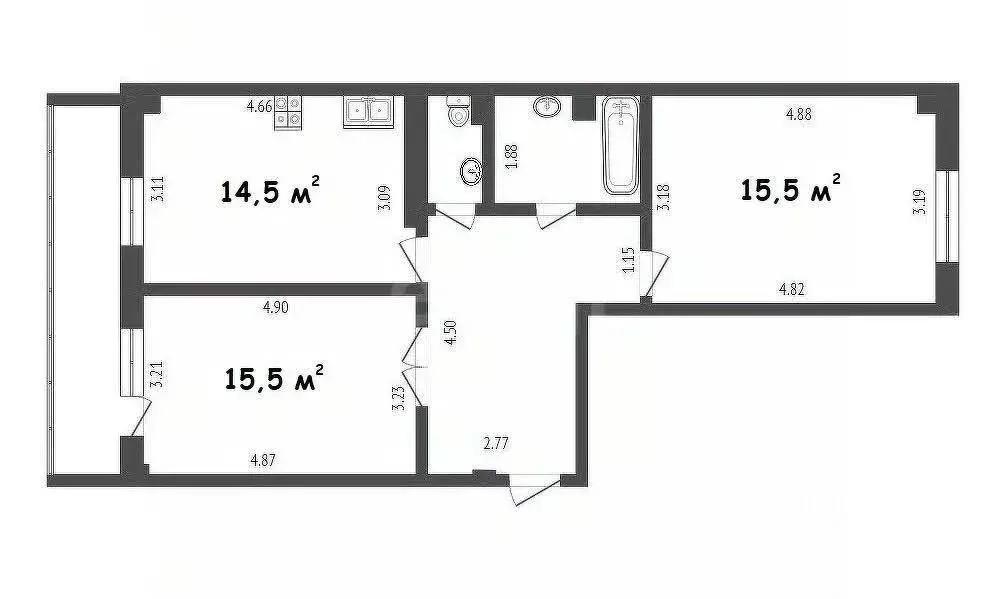 2-к кв. Вологодская область, Вологда Рабочая ул., 1Б (65.6 м) - Фото 1