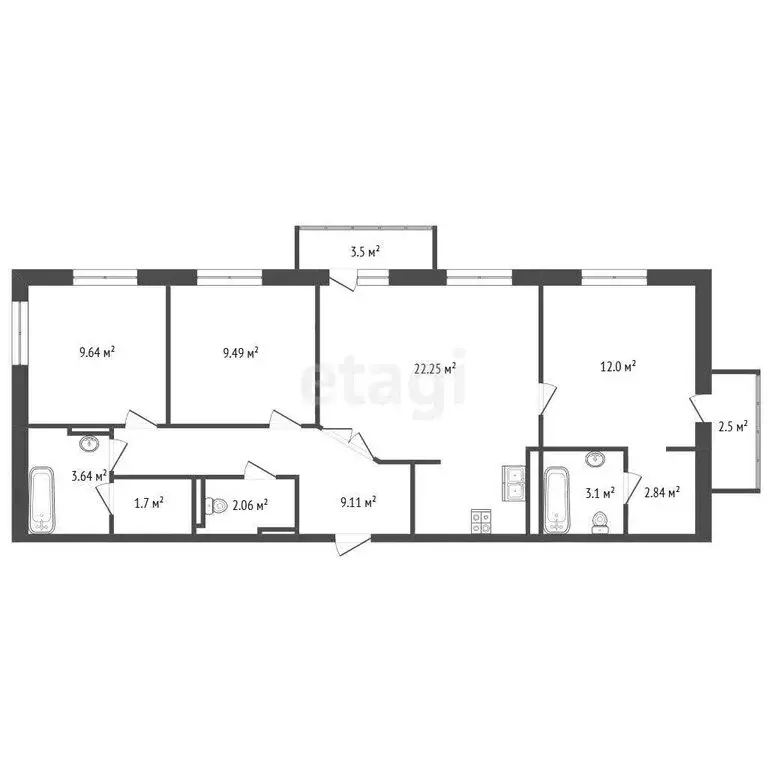 4-комнатная квартира: Пушкин, Камероновская улица, 20 (78 м) - Фото 1