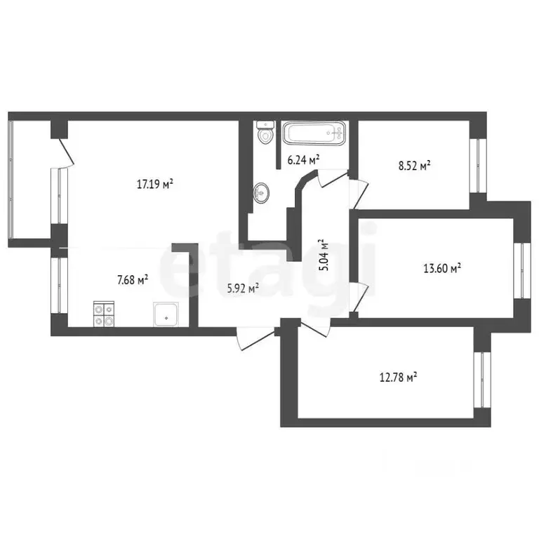 3-к кв. Тюменская область, Тюмень ул. Красина, 8 (78.5 м) - Фото 1