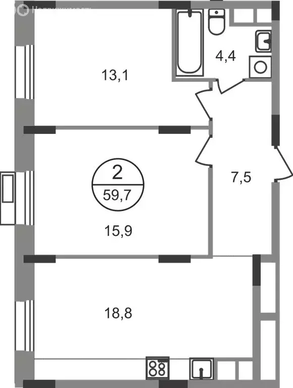 2-комнатная квартира: посёлок городского типа Заречье, жилой комплекс ... - Фото 1