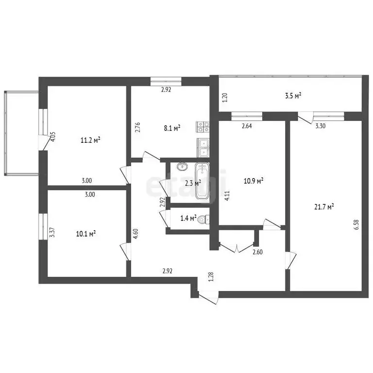 4-комнатная квартира: Стерлитамак, микрорайон Михайловский, улица ... - Фото 1