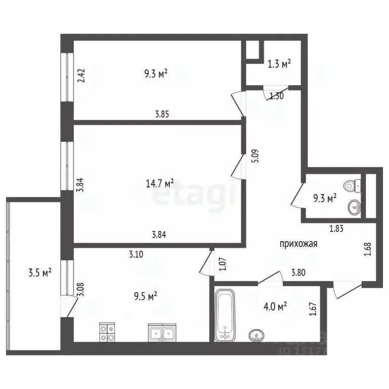 2-к кв. Ямало-Ненецкий АО, Новый Уренгой Тундровый мкр, 4 (53.1 м) - Фото 1