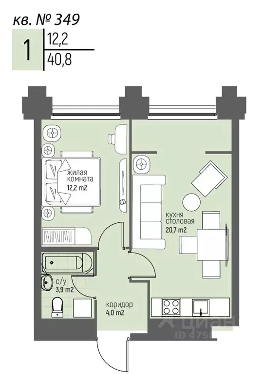 1-к кв. Нижегородская область, Нижний Новгород Спортивный мкр, ... - Фото 1