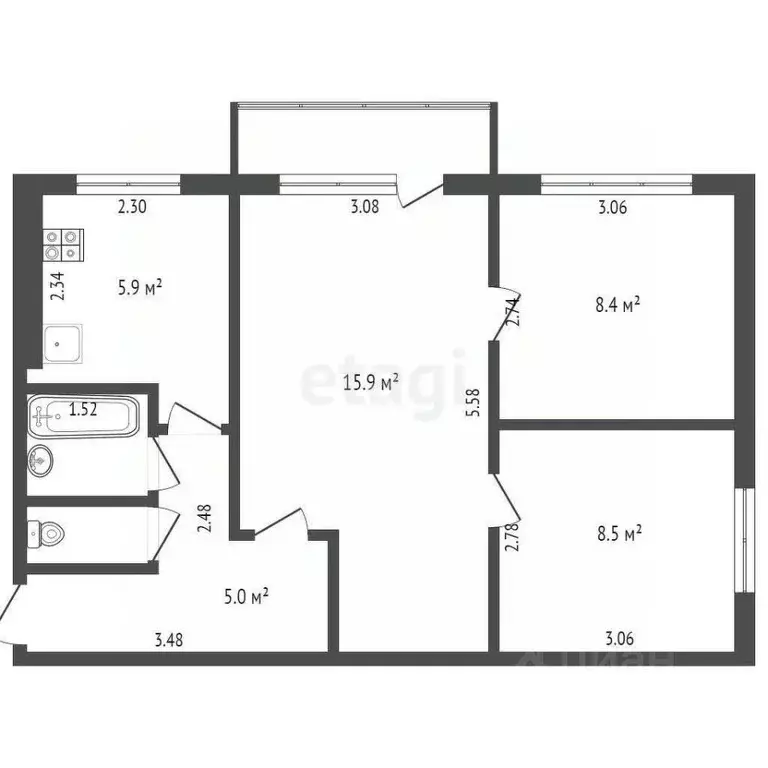 3-к кв. Архангельская область, Новодвинск ул. 3-й Пятилетки, 29к1 ... - Фото 1