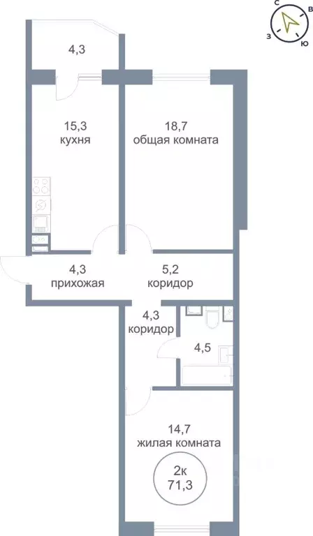 2-к кв. Ханты-Мансийский АО, Нефтеюганск 5-й мкр, 39 (71.3 м) - Фото 0