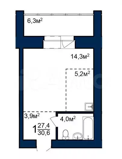 Квартира-студия, 30,6 м, 6/12 эт. - Фото 0