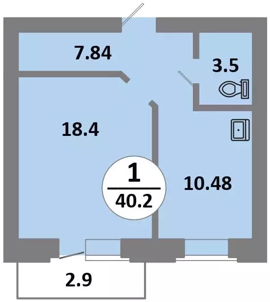 Продаётся 1-к квартира, 40.2 м - Фото 0