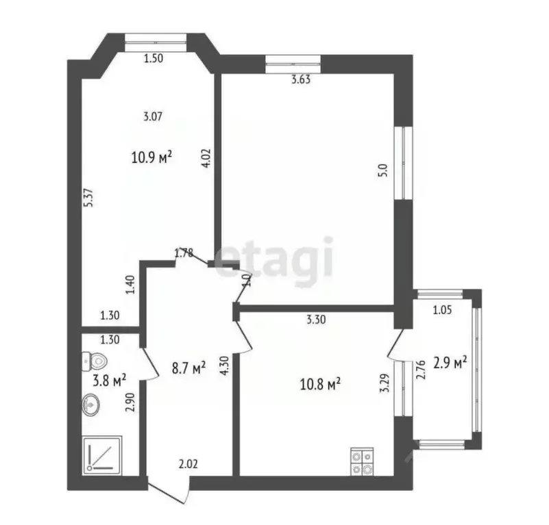 2-к кв. Калининградская область, Балтийск ул. Матросова, 9 (56.5 м) - Фото 2