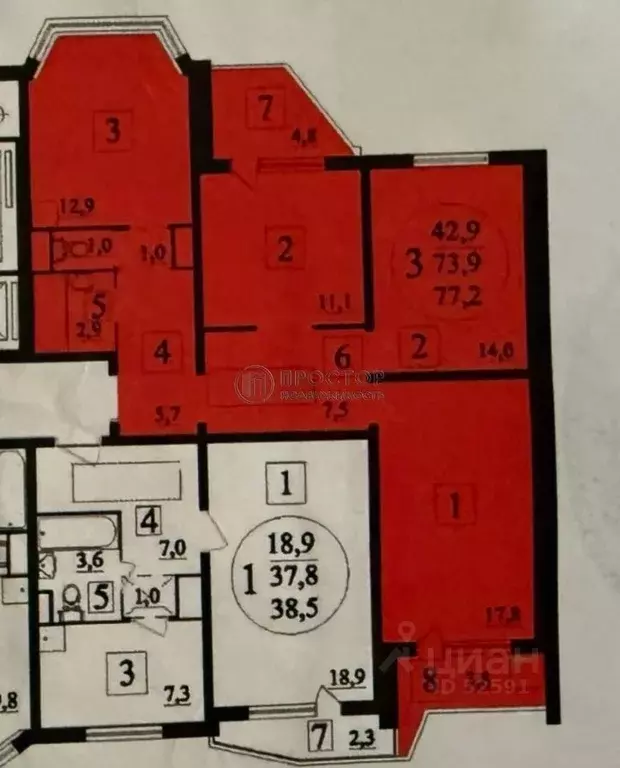 3-к кв. Москва Покровская ул., 23 (77.2 м) - Фото 2