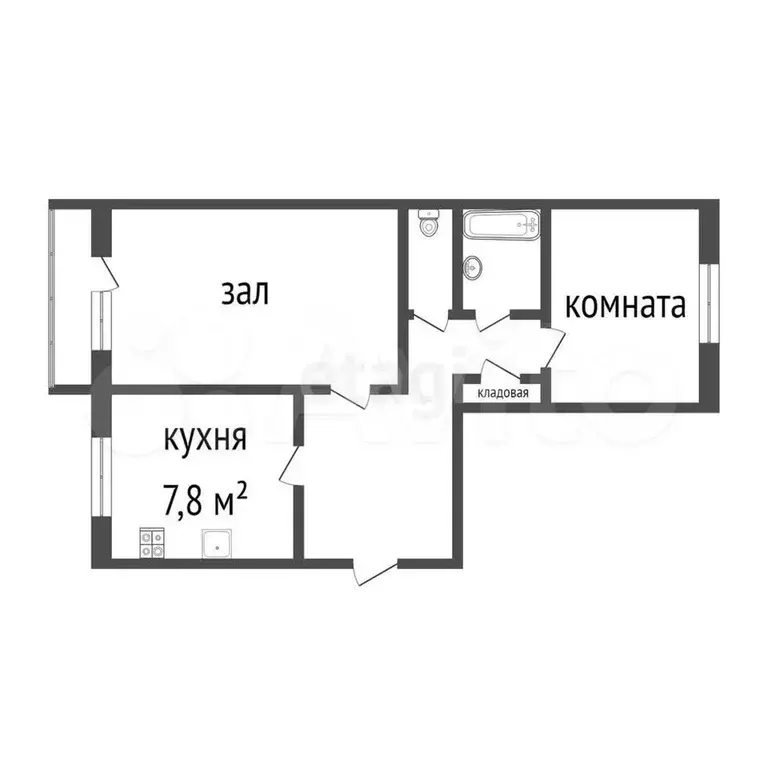 2-к. квартира, 52,8 м, 2/5 эт. - Фото 0