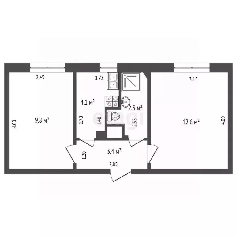 2-к кв. Калининградская область, Калининград Коммунистическая ул., 46 ... - Фото 2