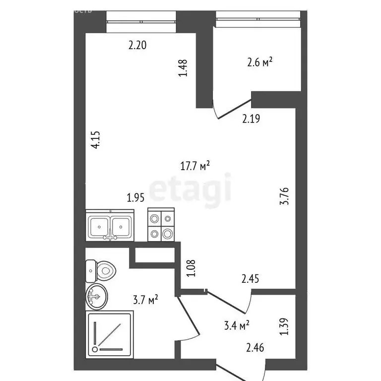Квартира-студия: Санкт-Петербург, Парашютная улица, 71к2 (24.8 м) - Фото 1