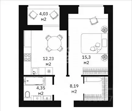 1-к кв. Тюменская область, Тюмень ул. Революции, 228 (40.07 м) - Фото 1