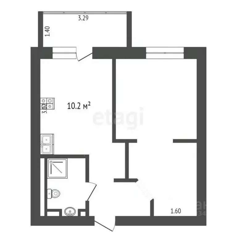 1-к кв. Тюменская область, Тюмень ул. Тимофея Кармацкого, 9 (34.6 м) - Фото 1