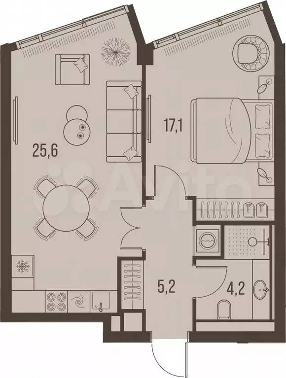 2-к. квартира, 52,7 м, 28/32 эт. - Фото 0