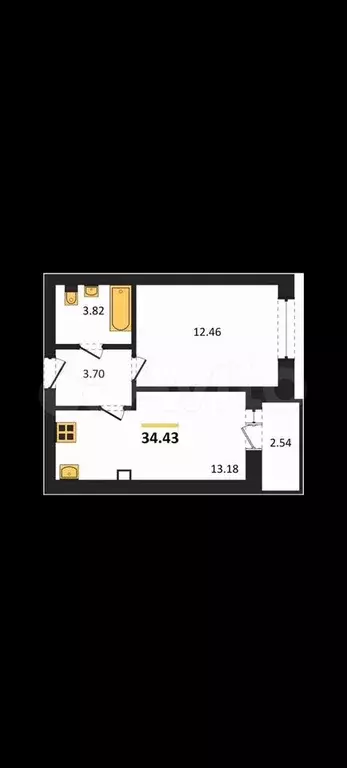 1-к. квартира, 35,7 м, 7/9 эт. - Фото 1
