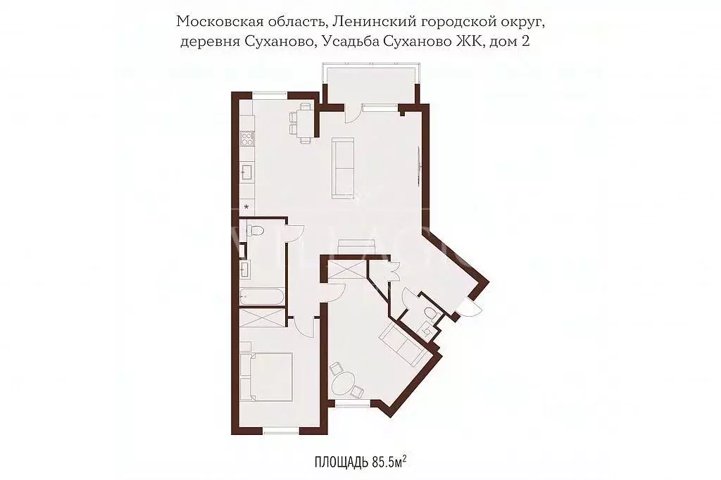3-к кв. Московская область, Ленинский городской округ, д. Суханово ... - Фото 1
