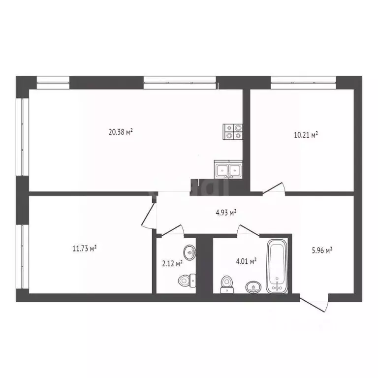 2-к кв. Тюменская область, Тюмень ул. Василия Подшибякина, 11 (59.34 ... - Фото 1