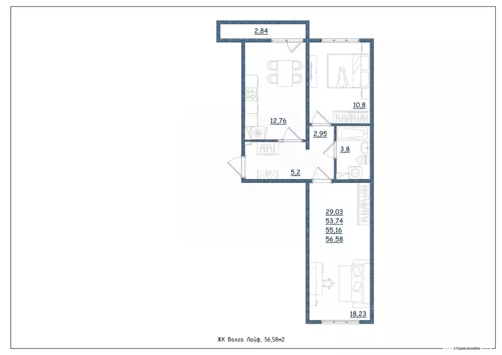 2-к кв. Тверская область, Тверь Новочеркасская ул., 49 (56.58 м) - Фото 2
