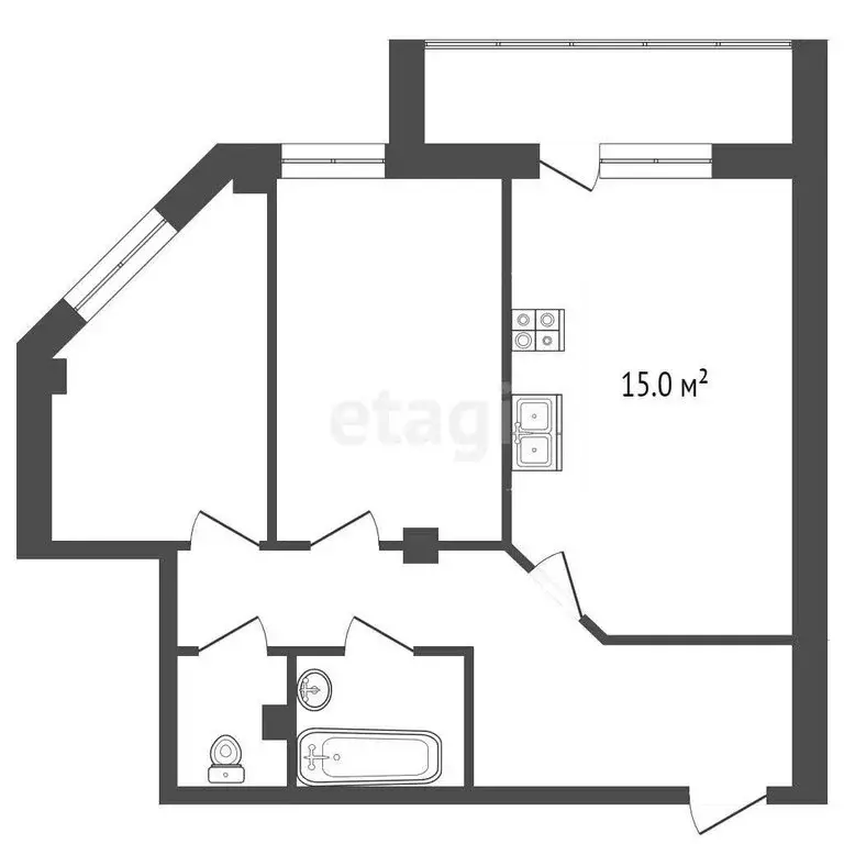 2-комнатная квартира: Тюмень, улица Василия Гольцова, 2к3 (54.1 м) - Фото 1