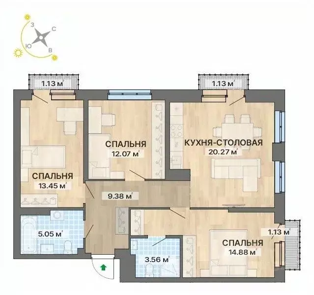 3-к кв. Свердловская область, Екатеринбург Уралмаш жилрайон, Северное ... - Фото 0