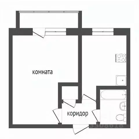 1-к кв. Омская область, Омск Арктическая ул., 25 (29.3 м) - Фото 1