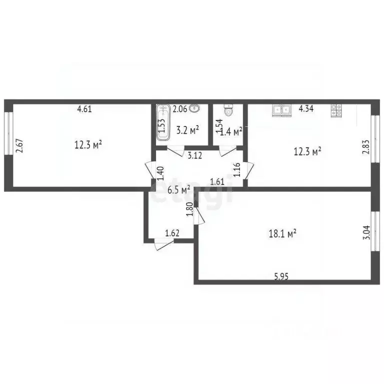 2-к кв. Забайкальский край, Чита Октябрьский мкр, 10 (53.8 м) - Фото 1