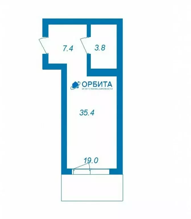 Квартира-студия: Тюмень, мкр. ДОК, ул. Томская (35.39 м) - Фото 0