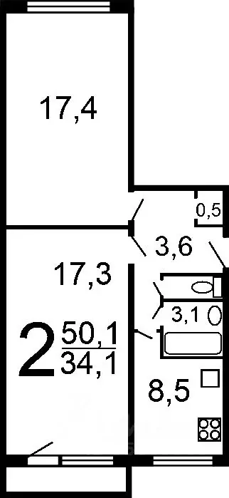 2-к кв. Татарстан, Нурлат ул. Вахитова, 7 (48.0 м) - Фото 1