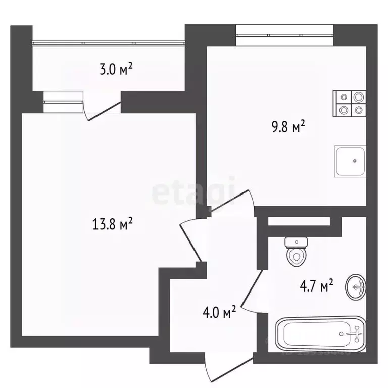 1-к кв. Тюменская область, Тюменский муниципальный округ, д. Дударева ... - Фото 2