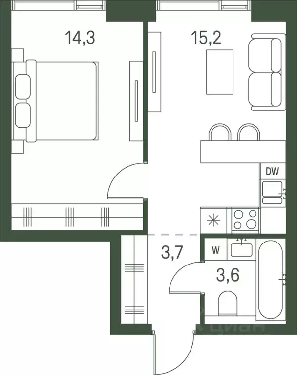 1-к кв. Москва Моментс жилой комплекс, к2.1 (36.8 м) - Фото 0