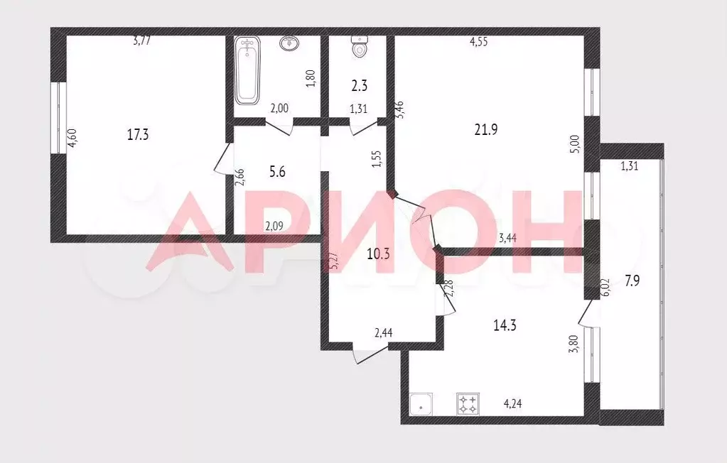 2-к. квартира, 70 м, 2/9 эт. - Фото 0