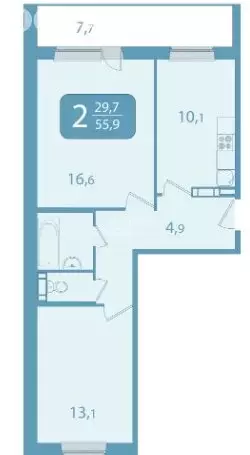 2-комнатная квартира: Томск, улица Архитекторов, 3 (55.97 м) - Фото 0