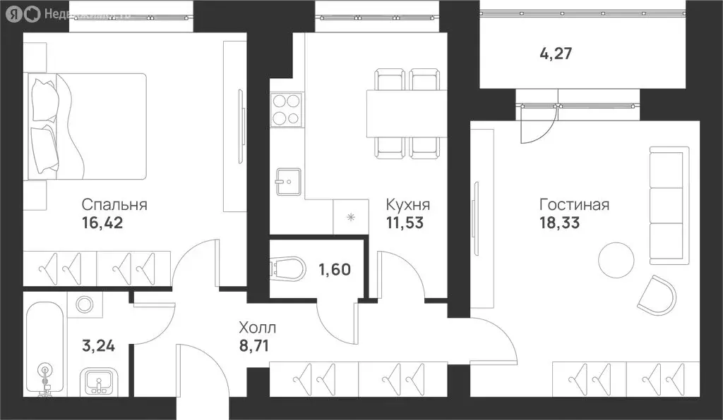 2-комнатная квартира: Тула, улица Героев России, 4 (64.1 м) - Фото 1