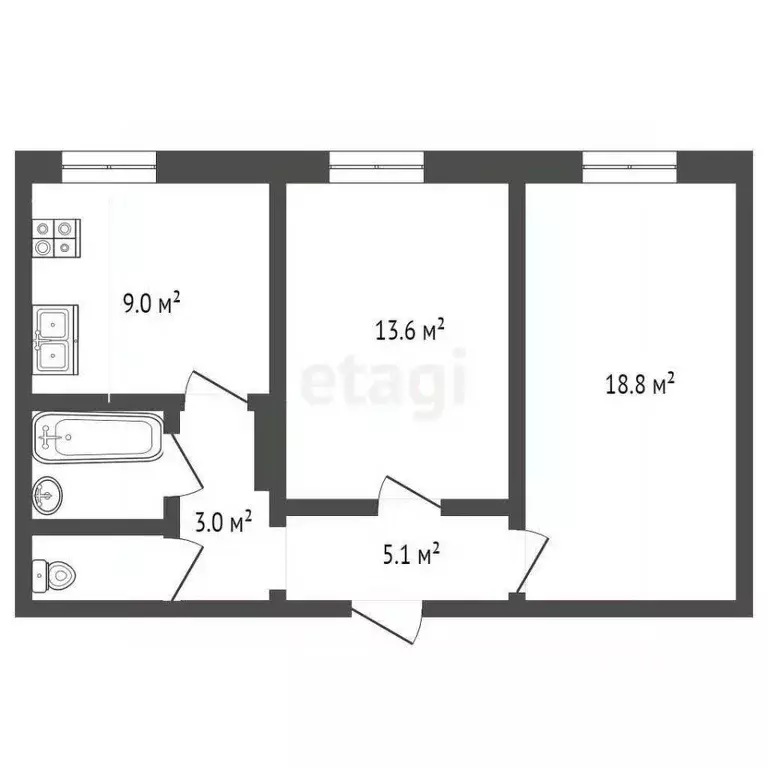 2-к кв. Саратовская область, Саратов Буровая ул., 21А (53.0 м) - Фото 1