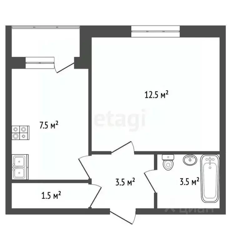 1-к кв. Вологодская область, Вологда Ленинградская ул., 78 (30.0 м) - Фото 2