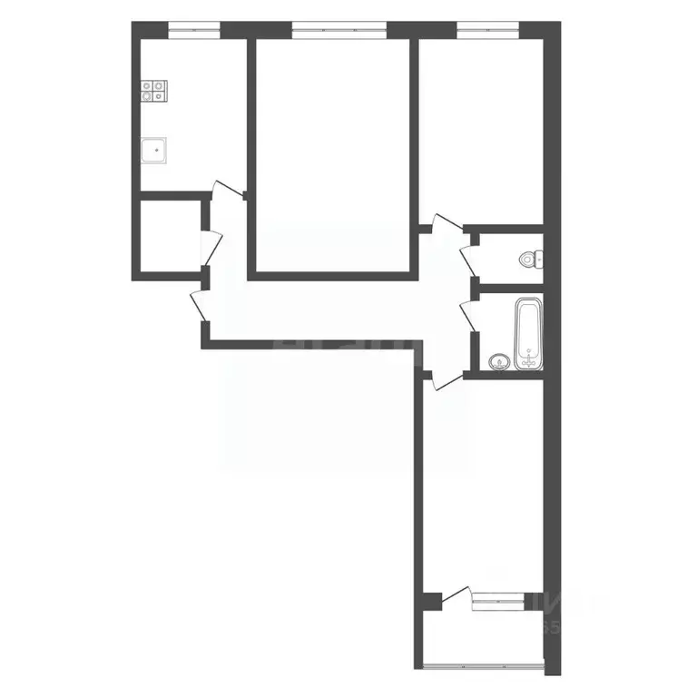 3-к кв. Тульская область, Тула ул. Кауля, 20 (59.6 м) - Фото 2
