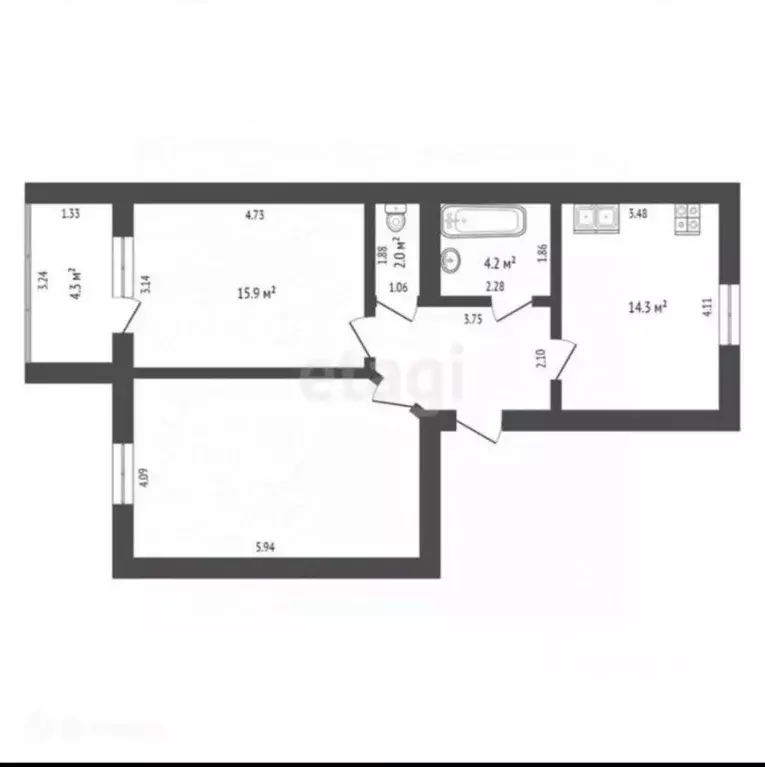 2-к кв. Оренбургская область, Оренбург Ростоши мкр, проезд 4-й, 6/1 ... - Фото 2