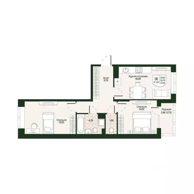 2-к кв. Ленинградская область, Всеволожский район, Бугровское ... - Фото 1