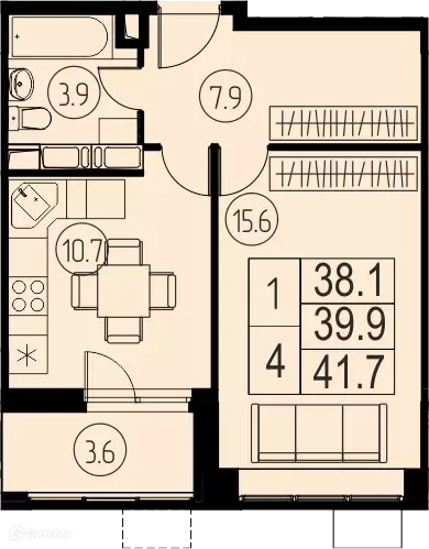 Продаётся 1-к квартира, 39.9 м - Фото 0