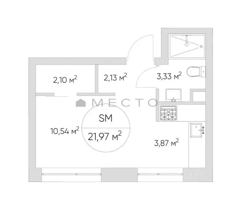 Студия Москва Автомобильный проезд, 4 (21.9 м) - Фото 2