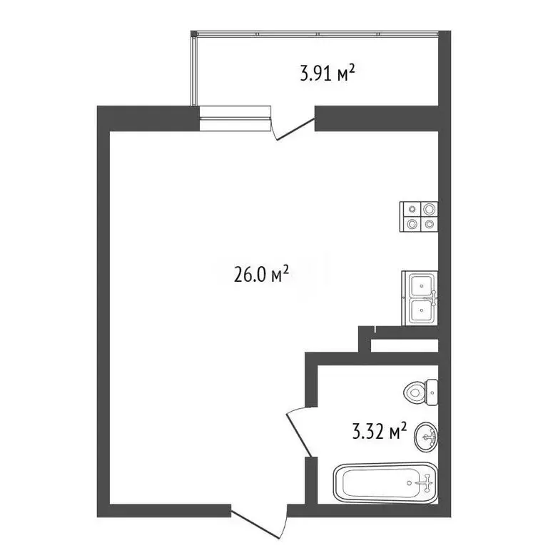 Квартира-студия: Тюмень, улица Дмитрия Менделеева, 2к1 (29.3 м) - Фото 1