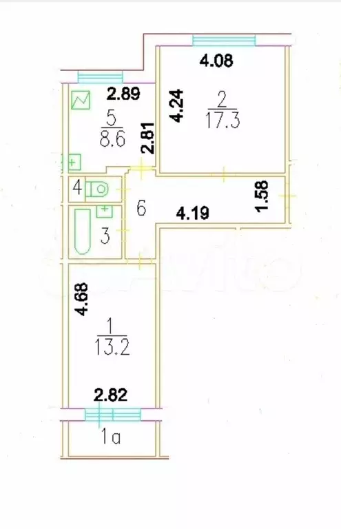 Доля в 2-к. квартире, 52,8 м, 10/12 эт. - Фото 0