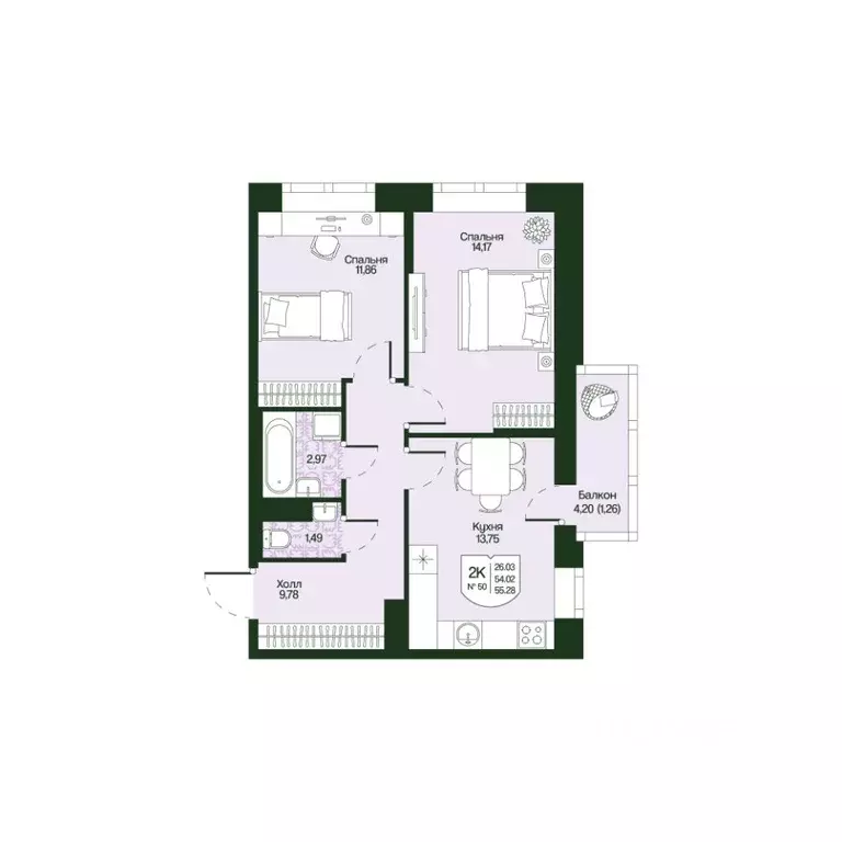 2-к кв. Ленинградская область, Всеволожский район, Бугровское ... - Фото 1