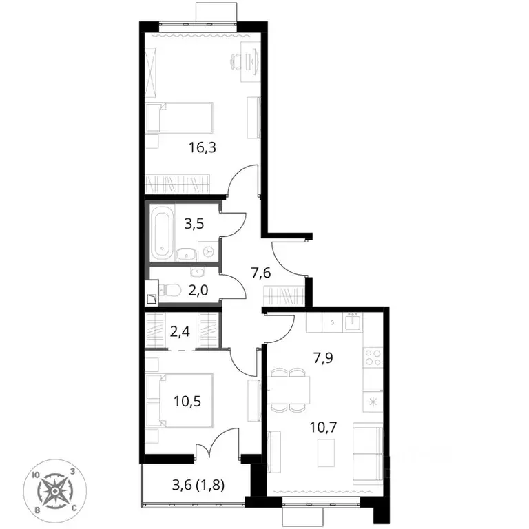 3-к кв. Московская область, Химки Подрезково мкр, 1-й Шереметьевский ... - Фото 2